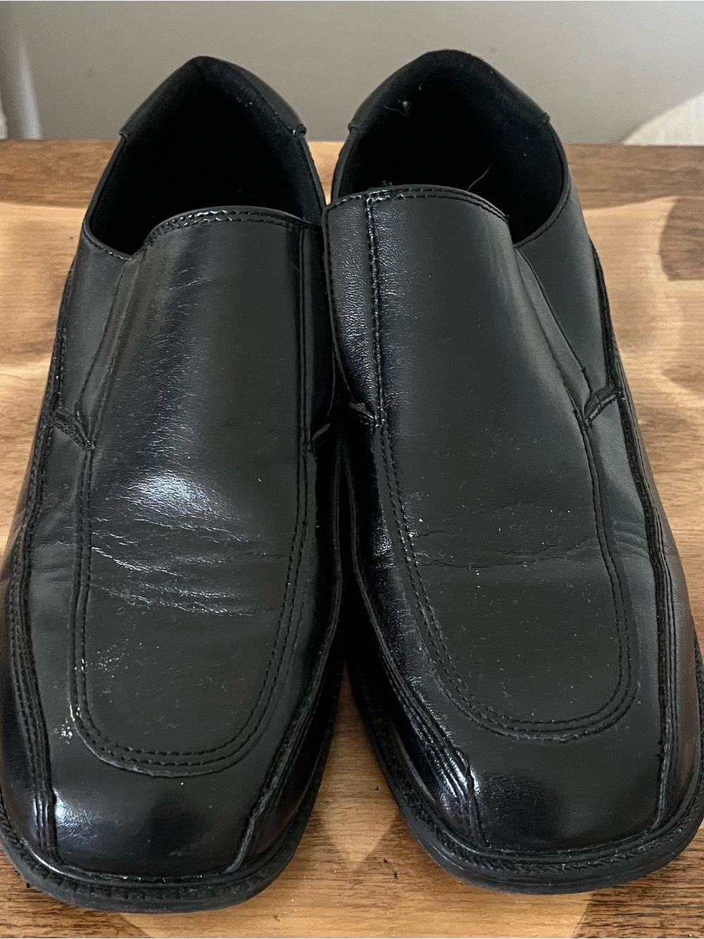 George Black Slip-On Dress Shoes Boys Size 5 School Uniform Formal Loafers